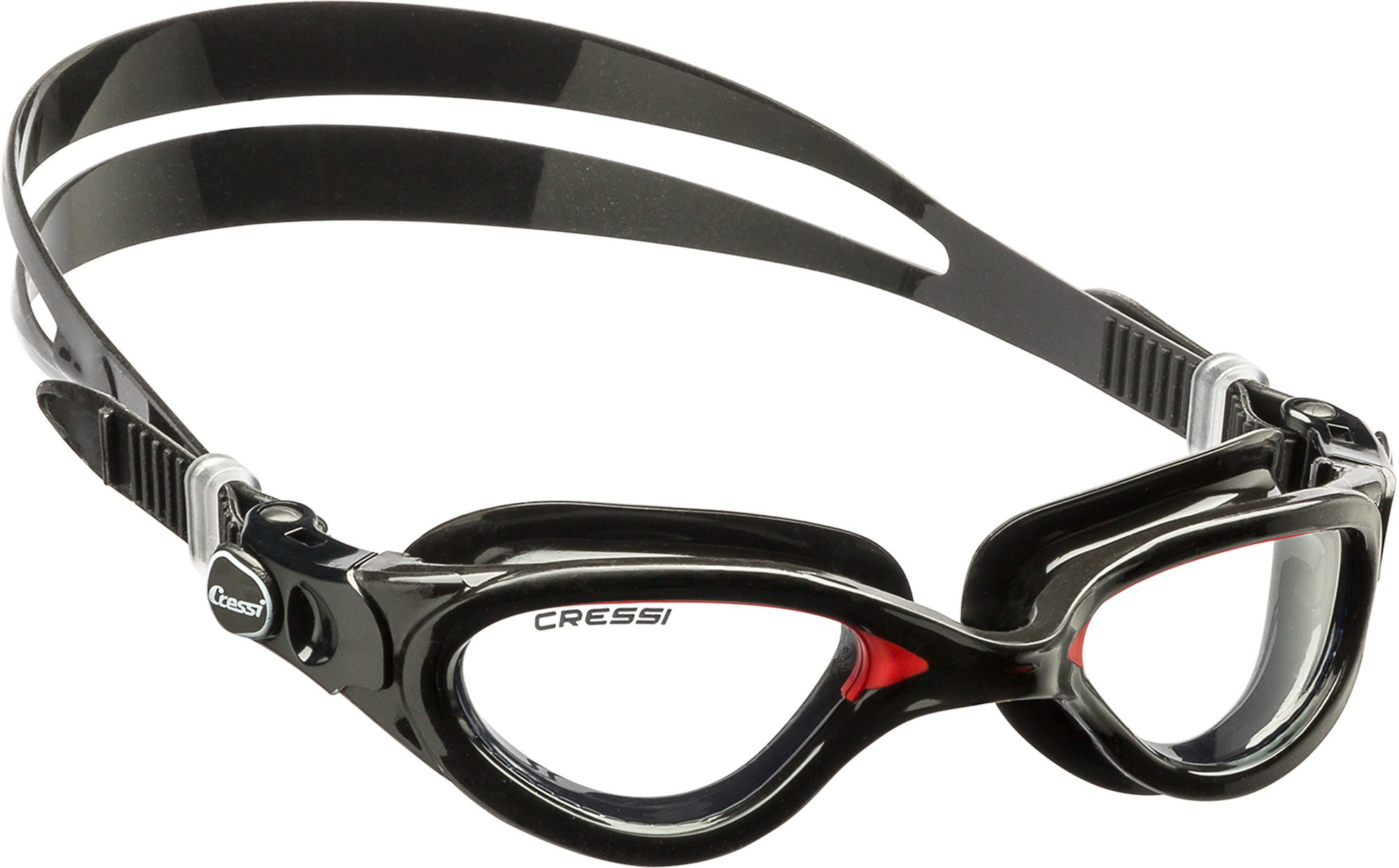 Cressi Man Flash Goggles - Separate Eyepiece Swimming Goggles with Fogproof, Scratchproof, Anti-UV Lenses, Black/Frame Black Red - Clear Lens, One Size — image 1