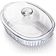 NUTRIUPS 1.9QT Oval Glass Casserole Dish with Glass Lid, Borosilicate Glass,Oval Casserole Dish for Oven, Baking Dish with Lid
