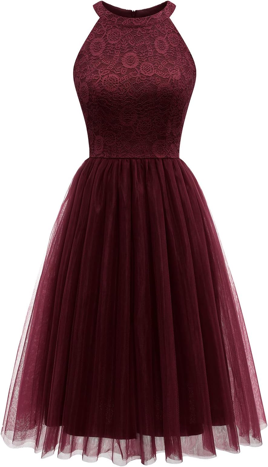 Women's Halter Sleeveless Vintage 1950s Rockabilly Cocktail Homecoming Swing Party Dress