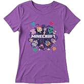 Minecraft Mob Portal Party Girls Youth Graphic T-Shirt Short Sleeve | Officially licensed, Alex and Steve, 60% cotton 40% polyester, sizes XS to XL, birthday party gift, everyday fit