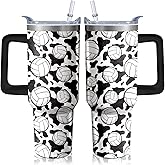 Kearscupra 40oz Volleyball Tumbler with Handle, Birthday Gift for Man, Sports Coach Insulated Stainless Steel Cup with Lid and Straws, Reusable Travel Coffee Mug Water Bottle