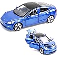 1/32 Scale Diecast Car Model, Pull Back Vehicles Toy Car with Sound and Light, Zinc Alloy Toy Car for Collectors & Boys or Girls 3+ Years Old (Model 3 -Blue)