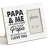 Oqtumes Papa Gift Wood Picture Frame, Gifts for Grandpa Grandad Grandfather, Rustic Papa and Me Wood Picture Frame 8 x 10 Inches, Wall Mount and Tabletop - 4 x 6 Inch Photo