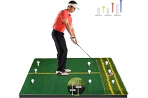 KuiBonu Upgraded Golf Mat Practice Outdoor, 5 x 4 ft Golf Hitting Mat Indoor with Golf Alignment Lines, Dual Golf Turf Mat Training Swing Chipping Mat, Golf Training Mat