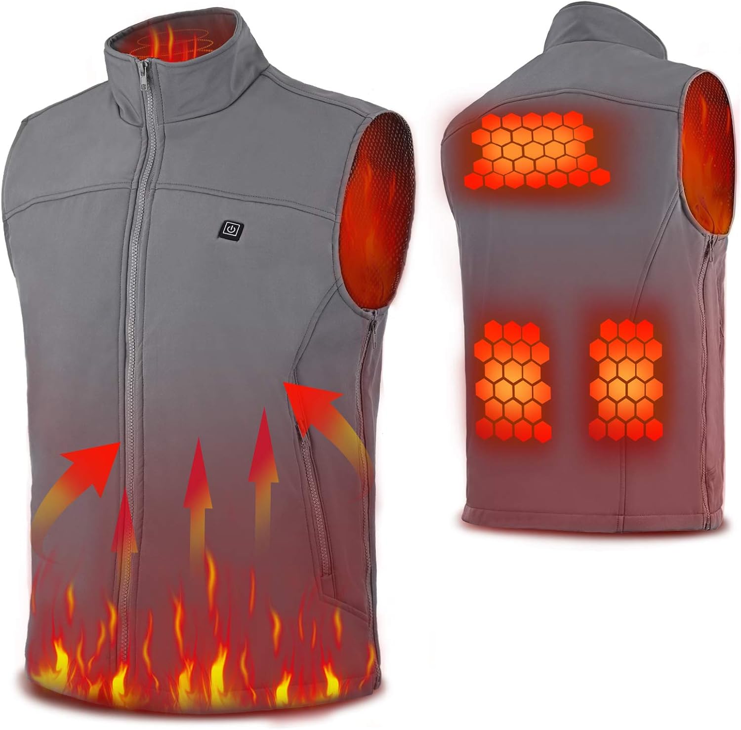 MU Gilet Riscaldato Riscaldato Gilet Uomo Donna, USB Riscaldato Senza Maniche Giacca Moto Leggero, Indumento Lavabile Elettrico Riscaldato/nero/3XL