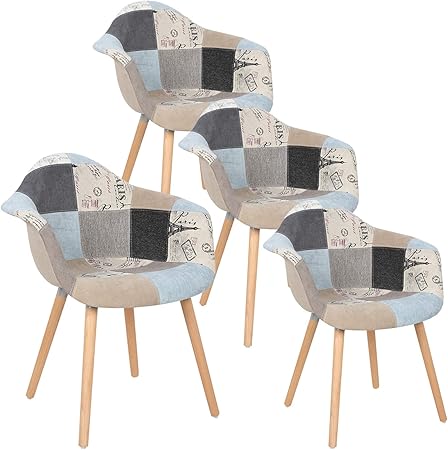 Esituro 4 X Chaises De Salle A Manger Fauteuil Salon En Lin Avec