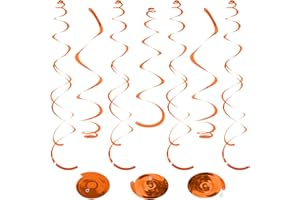 PATICOOL 24 PCS Orange Hanging Swirl, Sparkle Ceiling Decorations, Plastic Streamer Party Decorations with Double-Swirls and Single-Swirls for Birthday Decorations, Thanksgiving Day，Graduation, Baby Shower
