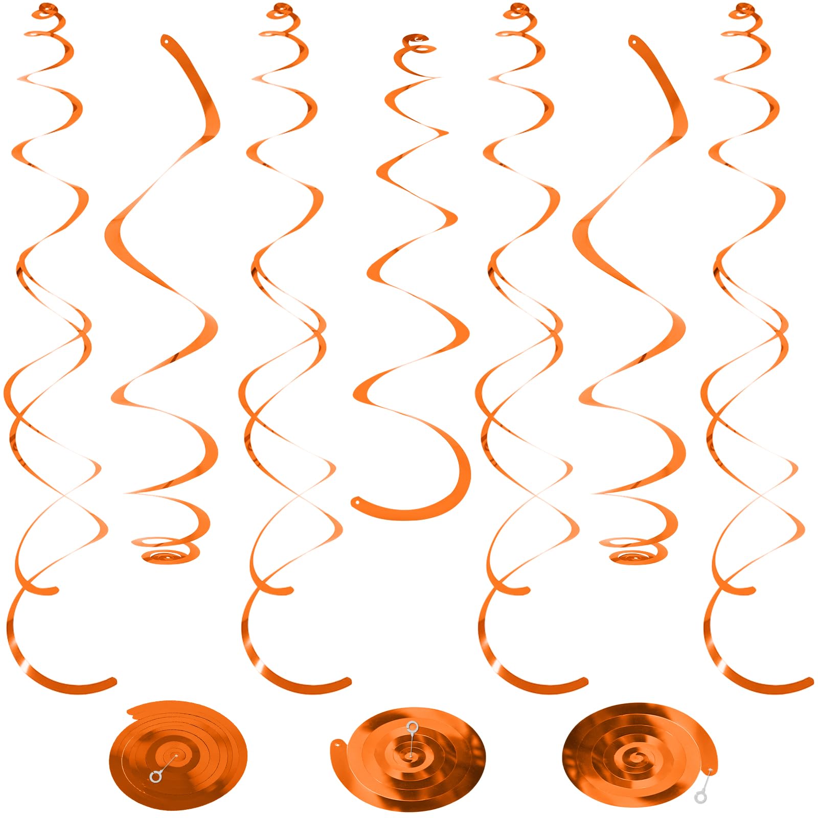 Photo 1 of 24 PCS Orange Hanging Swirl, Sparkle Ceiling Decorations, Plastic Streamer Party Decorations with Double-Swirls and Single-Swirls for Birthday Decorations, Thanksgiving Day?Graduation, Baby Shower