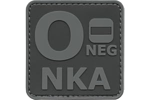 LEGEEON Subdued ACU ONEG O- NKA Blood Type No Known Allergies Tactical Morale PVC Rubber Fastener Patch