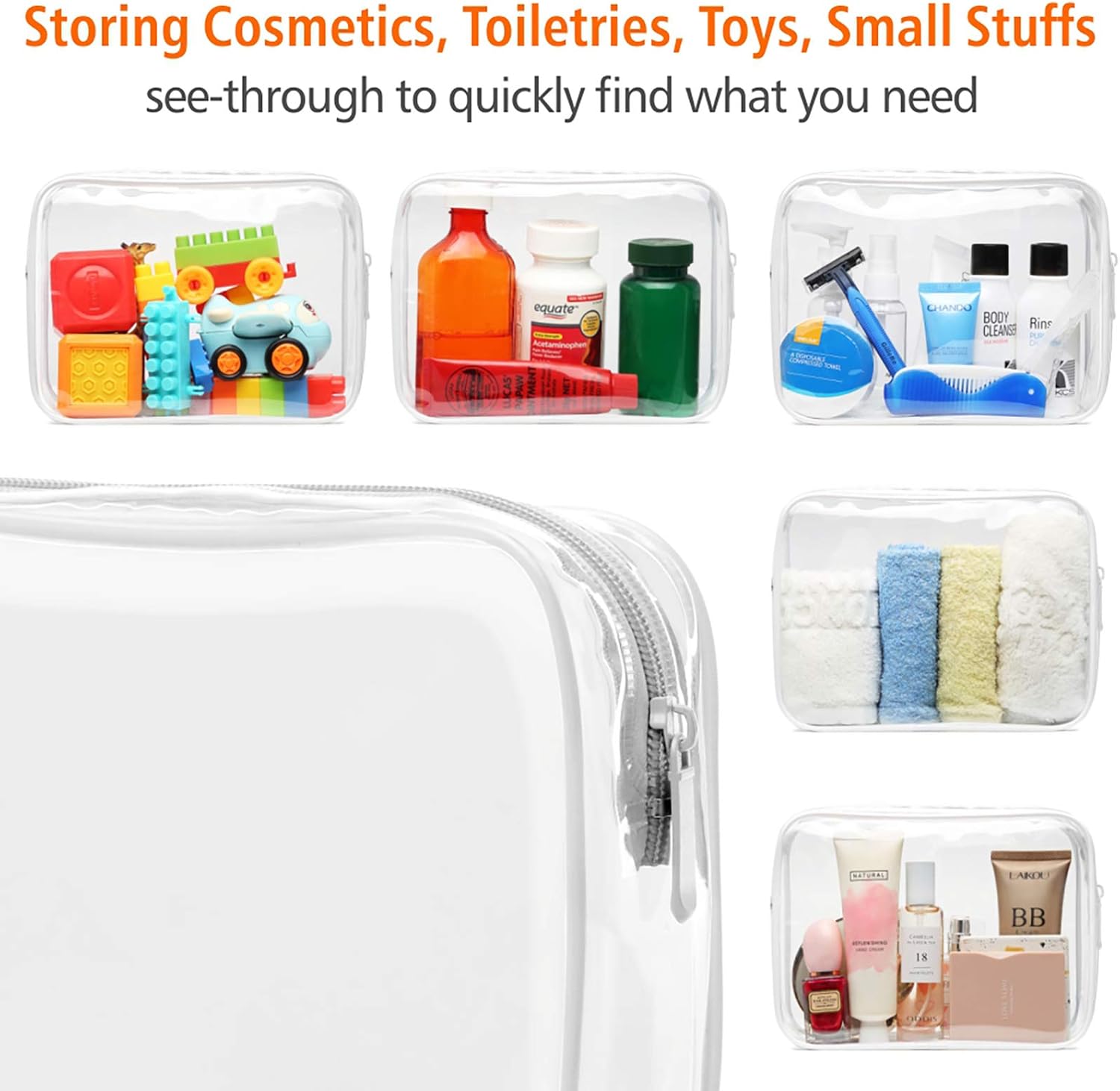 Clear Toiletry Bag, Packism 3 Pack TSA Approved Toiletry Bag Quart Size Bag, Travel Makeup Cosmetic Bag for Women Men, Carry on Airport Airline Compliant Bag, White: Clothing