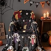 Halloween Throw Blanket Reversible, Cute Blanket Halloween 50"x70" for Couch, Bed, Sofa - Soft Plush Fleece Cartoon Pumpkin Print Decor Gifts (Color C)