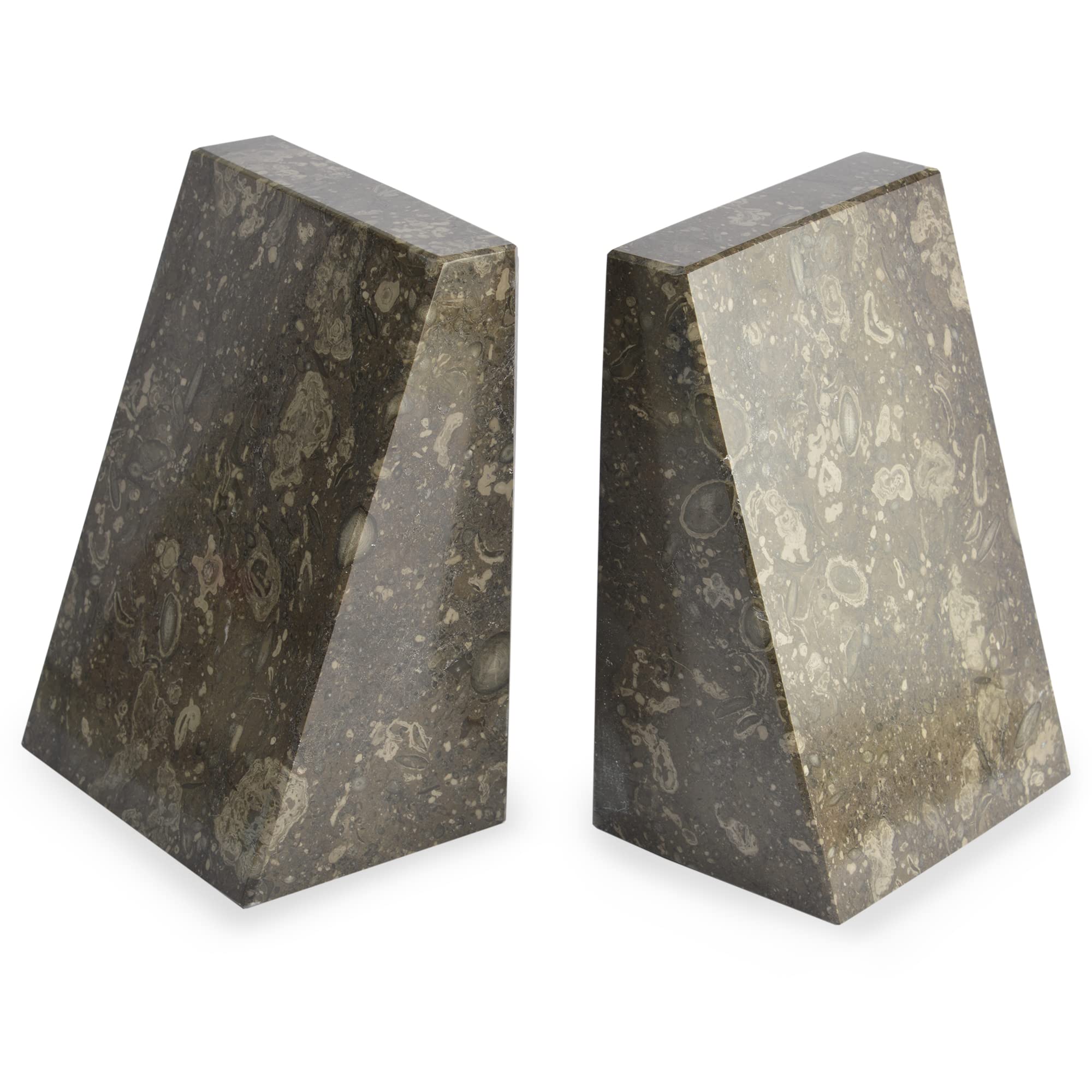Himalayan Marble Dark Fossilstone Wedge Bookends