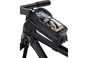 LEMEGO Bike Phone Frame Bag, Waterproof Bike Phone Holder, Bicycle Front Top Tube Bag Cycling Pouch, Bike Accessories for Adult for Phone Under 6.5”