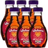 Wholesome Sweeteners 11.75-Ounce Organic Raw Blue Agave Nectar, Fair Trade, 100% Pure, Non GMO, Gluten Free &amp; Vegan, 6 Pack