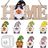 LittleFox 3D Gnome Interchangeable Seasonal Welcome Sign (Upgrade Designed) DIY with 8pcs Detachable Magnet Holiday Icons, Great for Rustic Farmhouse Decor or Housewarming Gift.