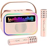 TOZDTO Kids Karaoke Machine for Girls, Kids Toys Gifts for Age 3-12+, Portable Bluetooth Speaker with 2 Wireless Microphones, Toddler Singing Karaoke for Birthday, Family, Home Party (Pink)