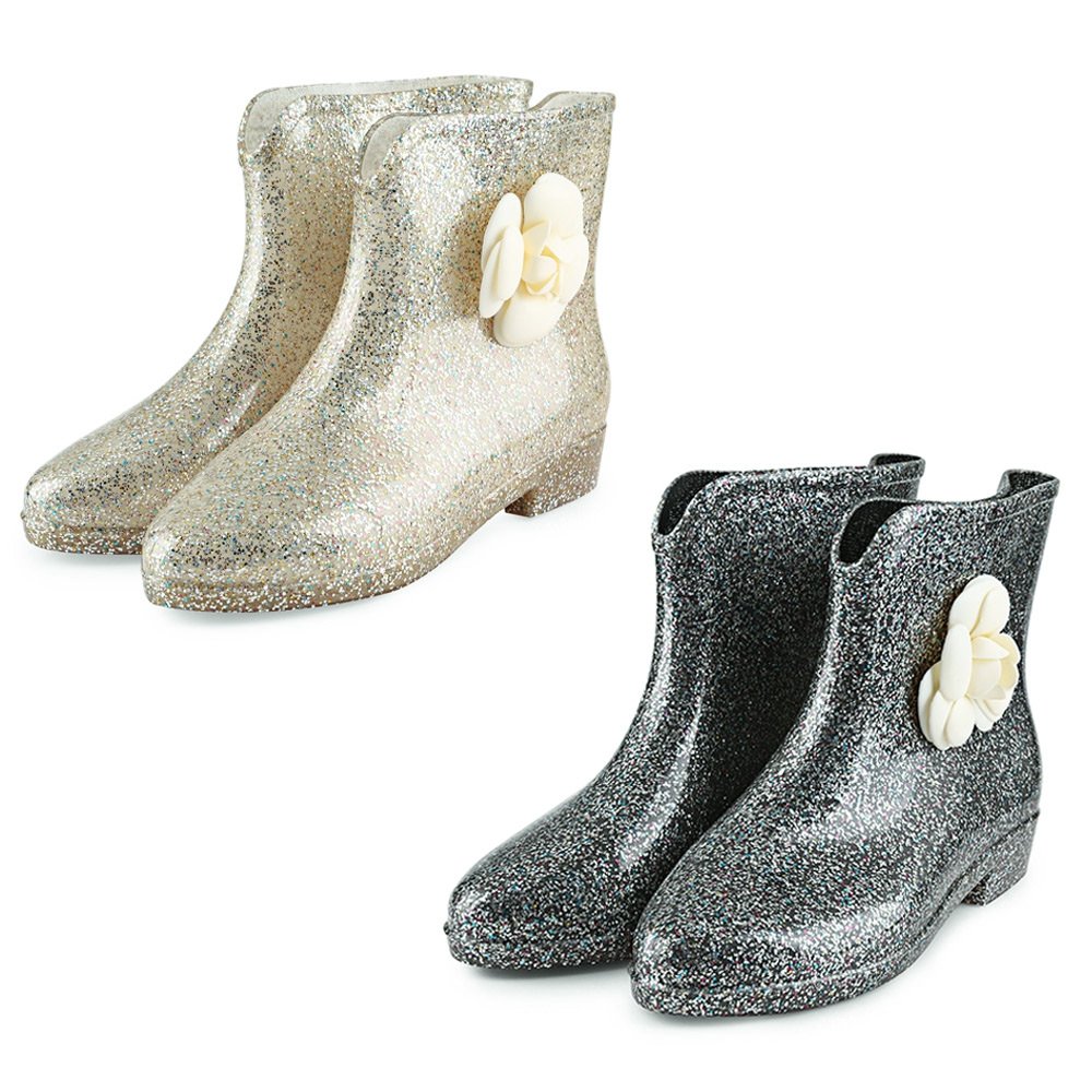 hannea paillette embellishment floral water resistance ladies rain boots