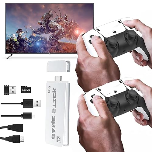 Retro Game Console, Wireless Retro Game Stick with Built-in 20000+ Classic Games, Game Stick 4K with 23 Emulators and Dual 2.4G Wireless Controller, Plug and Play Video Game Console for TV/Projector