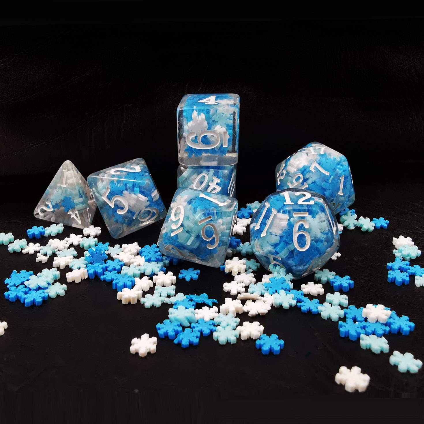 Bescon Snowflake Polyhedral Dice Set, Snowflake Poly RPG Dice set of 7 — image 1