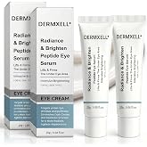 2PCS DERMXELL+ Lift &amp; Brighten Peptide Eye Serum, Firming Under Eye Cream | Hydrating &amp; Brightening Eye Elixir for Dark Circles, Puffiness &amp; Crow&rsquo;s Feet, Anti Aging Wrinkle Eyes Treatment for Women