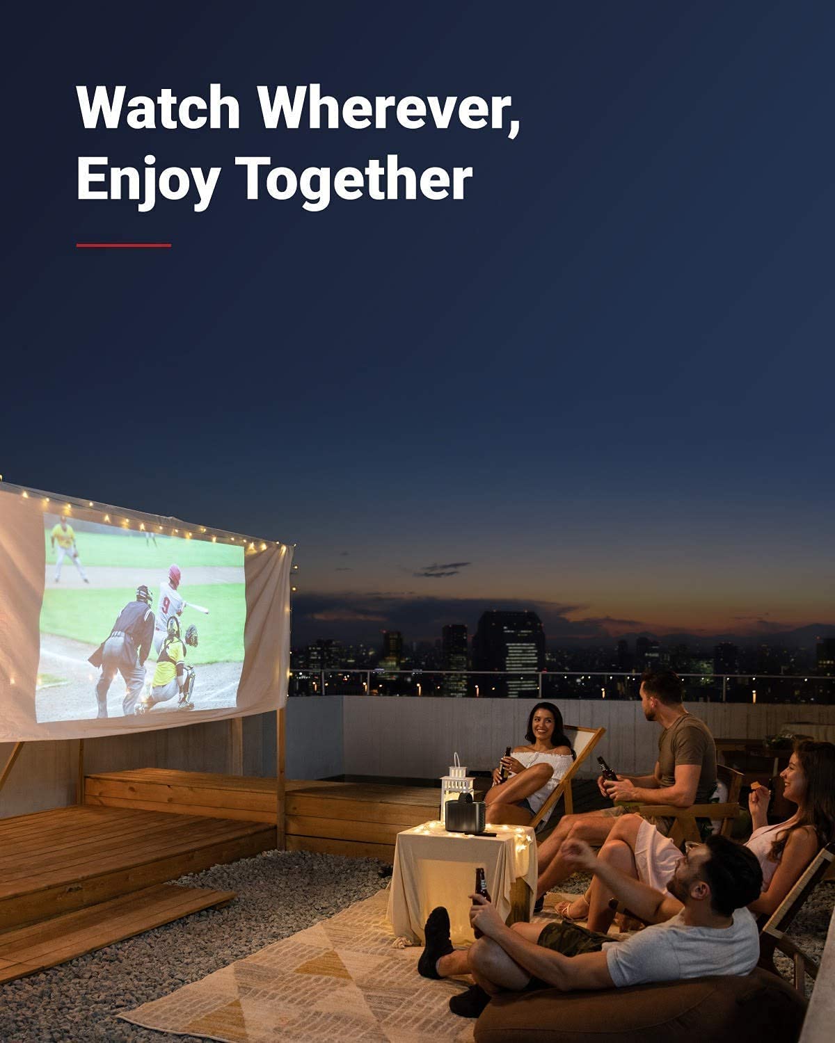 Anker by Mars II Pro 500 ANSI Lumen Portable Projector with Mars 2 Universal Tripod 3 Feet Black Tripods