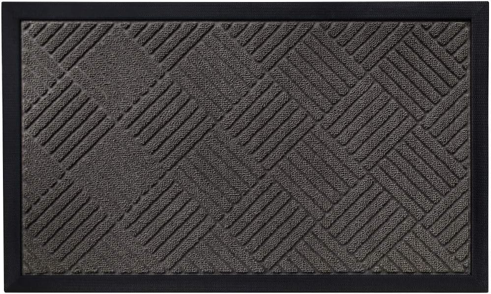 Gorilla Grip Durable Natural Rubber Door Mat, Waterproof, Low Profile, Heavy Duty Welcome Doormat for Indoor and Outdoor, Easy Clean, Rug Mats for Entry, Patio, Busy Areas, 17x29, Gray Diamond: Home & Kitchen