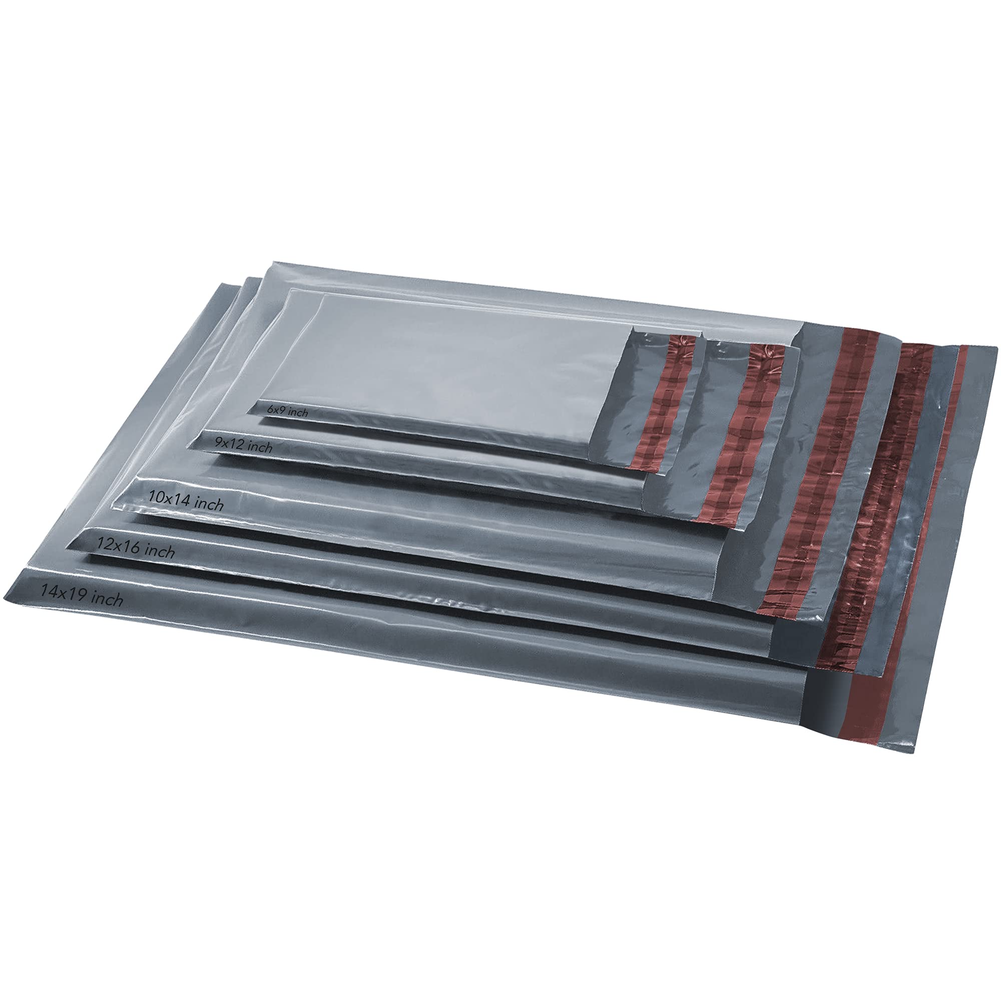 125 Mixed Plastic Mailing Postage Bags, Strong Self Seal Postage Packaging Bag Assorted Size Mailers, Small to Large Mailing Bags for Packaging Shipping Postal Bags and Parcels Packages Grey