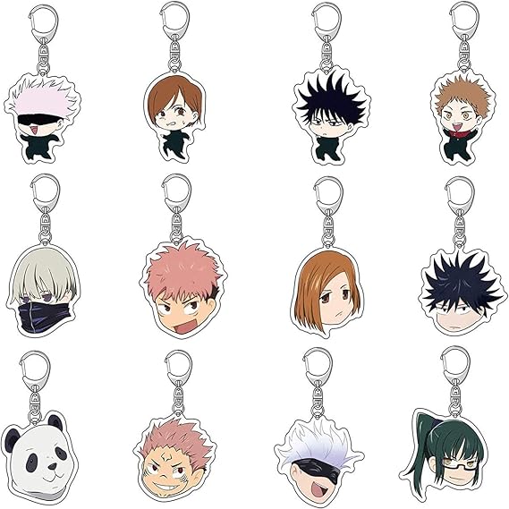 Amazon Co Jp 呪術廻戦 キーホルダー アクリル 透明感 おしゃれ アクセサリー かわいい カバン バッグ 飾り アニメ キャラクター 小道具 小物 人気 アニメ ギフト 萌えグッズ 12枚セット 服 ファッション小物