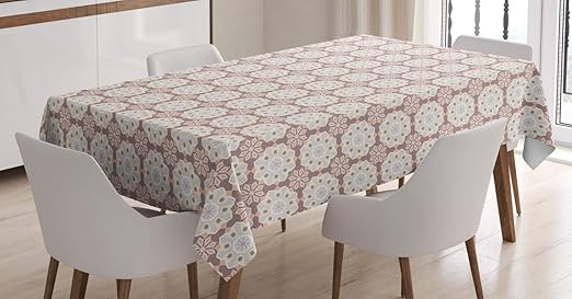 Amazon Com Lunarable Peach And Grey Tablecloth Curved Floral Look Motifs In Pastel Colors Rectangular Table Cover For Dining Room Kitchen Decor 60 X 90 Dark Eggshell Pale Peach Rose And Warm Taupe