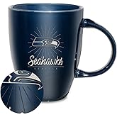 Rico Industries NFL Football Sunburst 18oz Laser Engraved Ceramic Lustre Mug