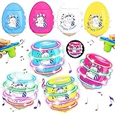 Easter Eggs Toys- 4 Pack Music Light-Up Spinning Tops, Easter Basket Stuffers for Teens Kids Boys Girls, Glow in The Dark Easter Eggs for Egg Fillers Easter Egg Hunt and Gifts