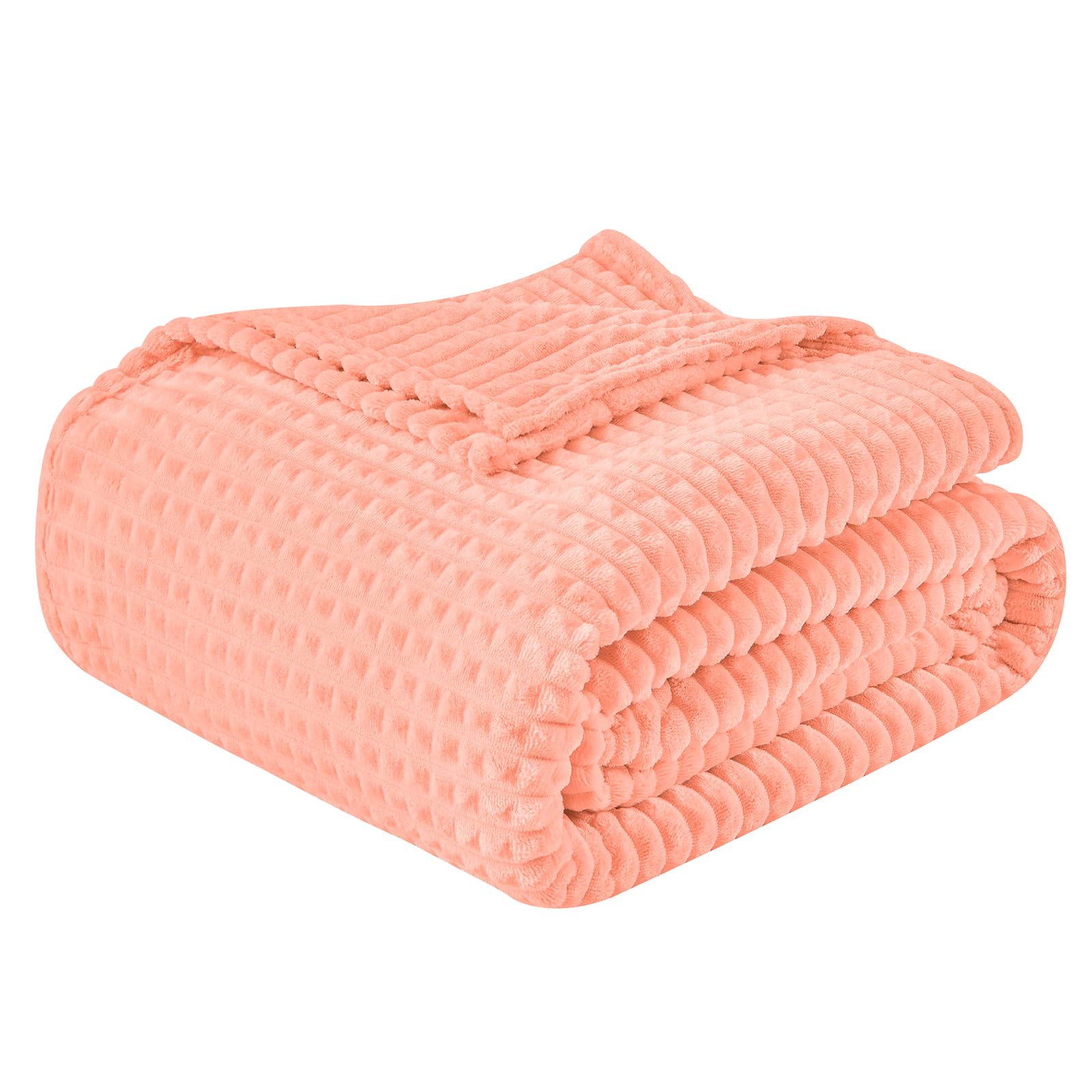 EMME Fleece Throw Blanket for Sofa, Soft, Fluffy, 150 x 200cm, 3D Touch Experience, Warm Cozy Throw, Versatile Single Flannel Blanket for Bed, Couch, Sofa, Armchairs, Pink