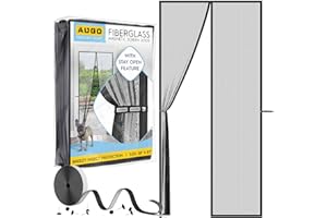 AUGO Magnetic Fiberglass Screen Door - Self Sealing, Heavy Duty, Hands Free Mesh Partition Keeps Bugs Out - Door Screen Magnetic Closure - Patent Pending Keep Open Feature - 38 Inch x 83 Inch