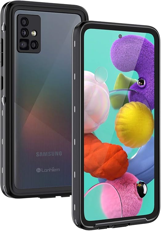 Amazon Com Lanhiem Samsung A51 Case Ip68 Waterproof Dustproof Shockproof Case With Built In Screen Protector Full Body Sealed Underwater Protective Cover For Samsung Galaxy A51 Non 5g Version Black Clear