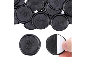 Berirexrion Black Wax Seal Stickers - 30 PCs Eucalyptus Envelope Sealer for Wedding Invitations Adhesive Seals Sticker for Birthday Party Bride Baby Shower Christmas Cards Letter Gift Wrapping Craft