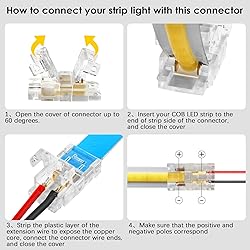 RGBZONE 12Pcs 2pin 8mm COB LED Connectors Strip to