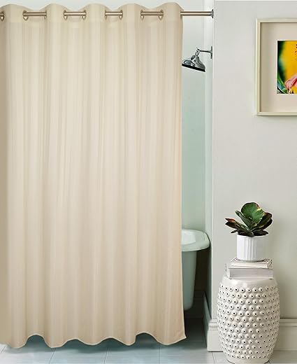 Lushomes Water Proof Polyester Shower Curtain with 10 Eyelets (Off-White, 6.8ft)
