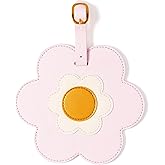 WORLD TRAVELER Womens Luggage Tag - Cute Suitcase Identifiers Leather Luggage Tags with Strap and Secure Info Card Pocket, Size One Size, Daisy