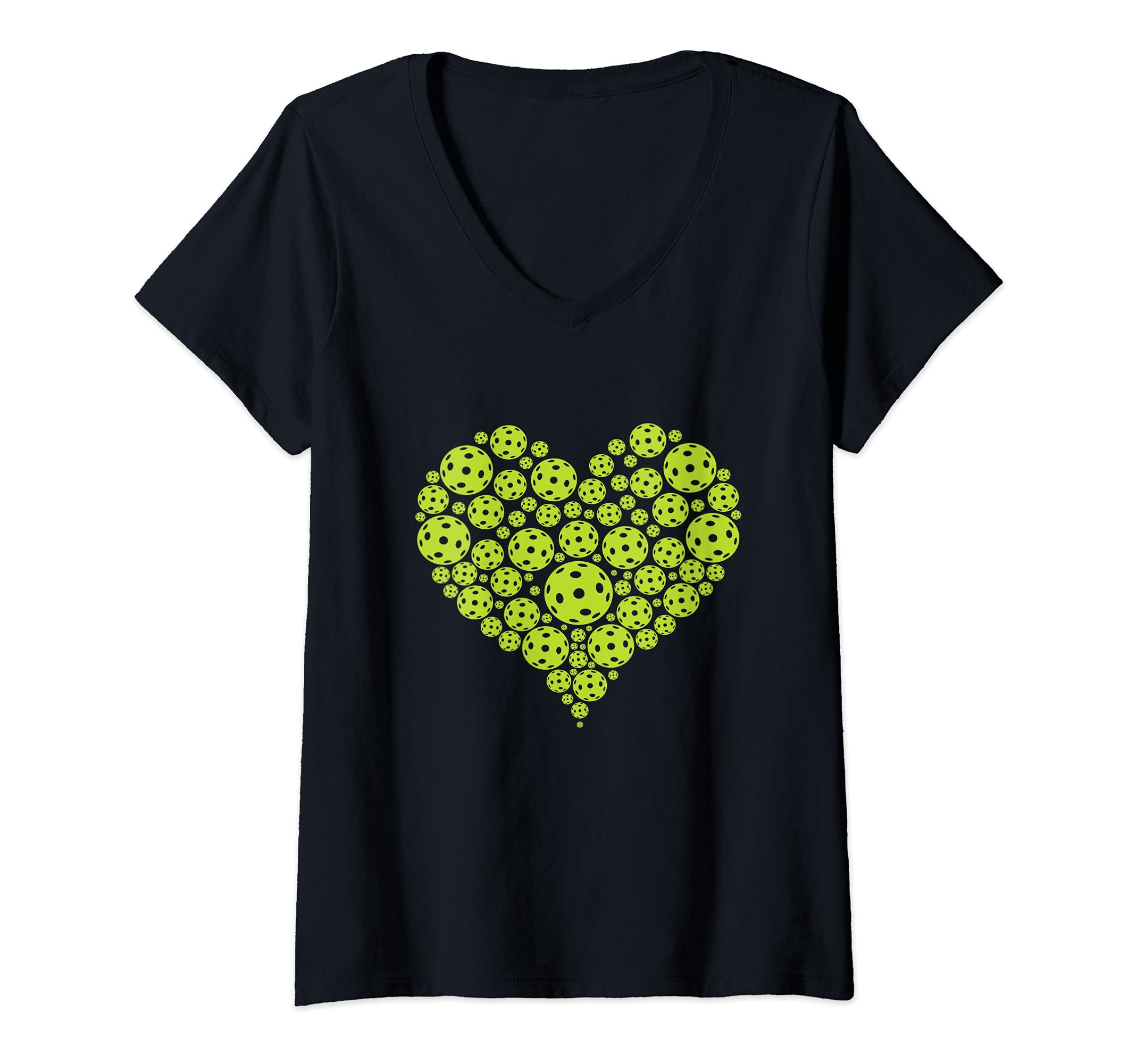Womens Pickleball Heart Professional Pickleball Game Players V-Neck T-Shirt