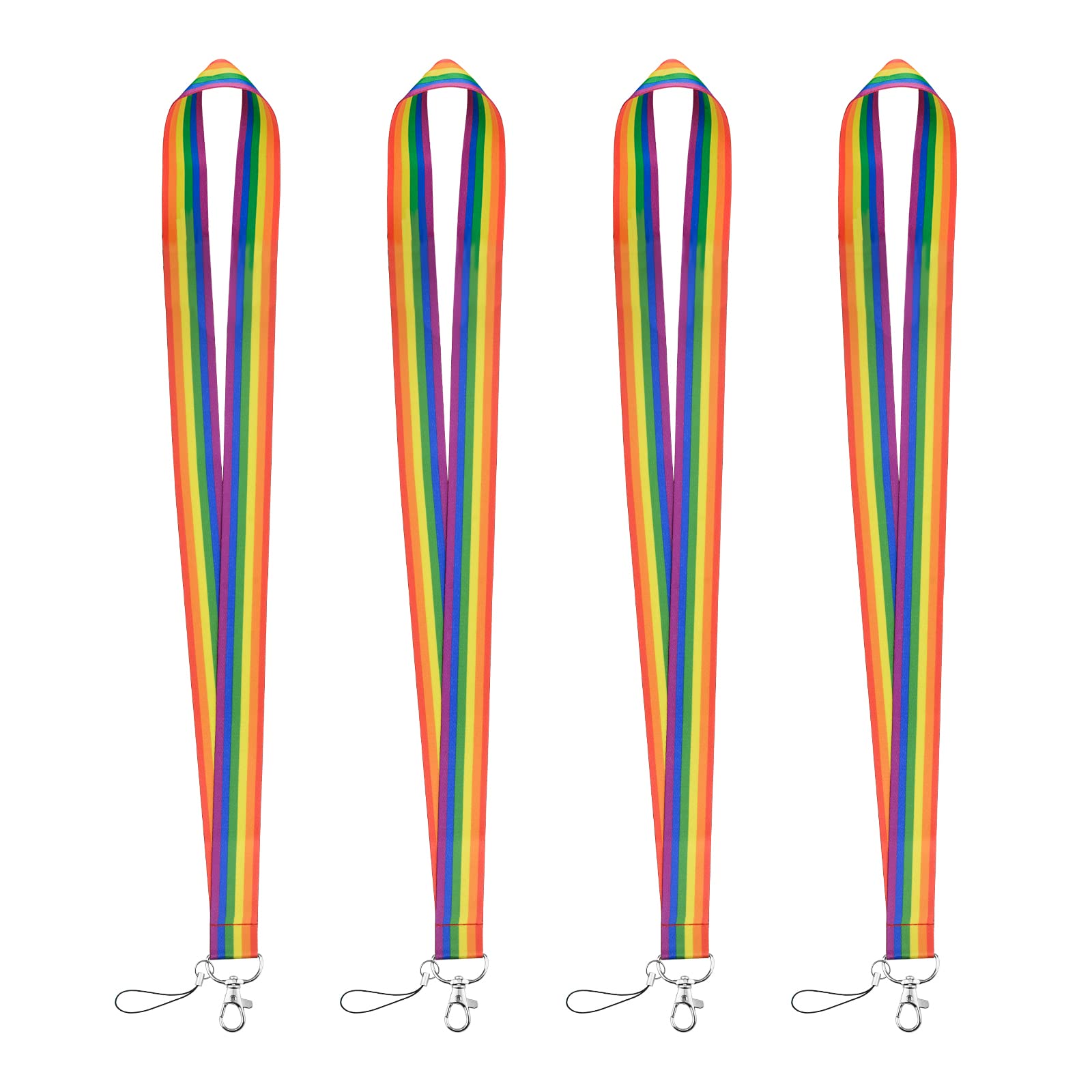 WANDIC Rainbow Striped Lanyard, 4 Pack Nylon Lanyards with Swivel Metal Clip for Keys, Phone, ID Badge Holder