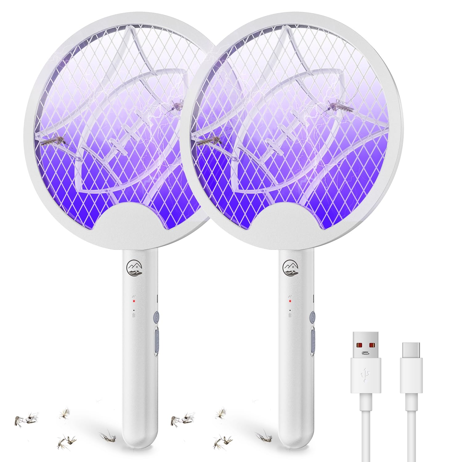 Photo 1 of Mosiller Electric Fly Swatter Racket, Foldable 2 in 1 Bug Zapper with Purple Trap Lamp, 4000V & 1500mAh Powerful Mosquito Trap Killer with Type-C Rechargeable for Indoor Home Office Patio Camp(2 Pack)