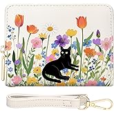 YINHEXI Small Wallets for Women with Credit Card Holder RFID Blocking Womens Wristlet Bifold Wallet with ID Window(Cat Flower-2)