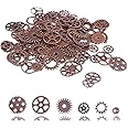 BIHRTC 100 Gram Antiqued Red Copper Metal Skeleton Steampunk Watch Gear Cog Wheel Sets Steampunk Gear Charms Pendant Watch Wheel Cog Crafting Jewelry Making Accessory Handmade Cosplay