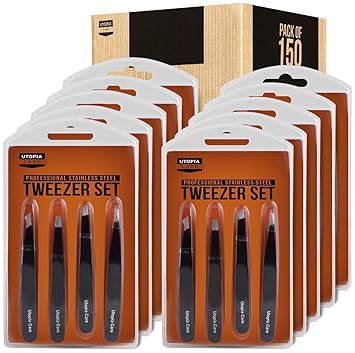 Amazon Com Professional Stainless Steel 4 Piece Tweezers Set