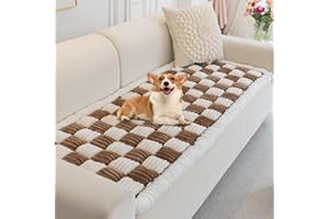 LUCKY MONET Dog Couch Cover Protector Washable Non Slip Sofa Cover for 3 Cushion Couch Sofa Pet Friendly, Thick Fuzzy Dog Bed Mat for Couch (27.6x59.06in, Dark Coffee)
