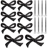 8 Pack Zinc Alloy Vintage Bow Shape Drawer Knobs Bow Storage Cabinet Knobs with Screws Bow Tie Dresser Knobs Bow Shaped Drawer Cupboard Pulls Decorative Knob for Wardrobe Dresser (Black-8Pcs)