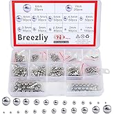 Breezliy 304 Stainless Steel Ball 620Pcs 1-8mm Metric Precision Assorted Loose Bicycle Bearing Steel Ball Assortment Kit（12 Sizes）