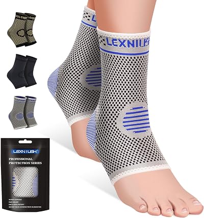 Lexniush 2 Pack Ankle Support Braces Men Women for Sprains Plantar Fasciitis