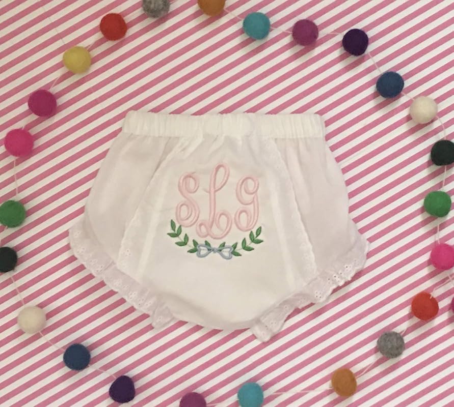 Infant Diaper Cover Baby Girl Monogram Diaper Cover Eyelet