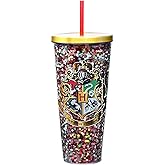 Spoontiques - Glitter Filled Acrylic Tumbler - Glitter Cup with Straw - 32oz - Stainless Steel Locking Lid with Straw - Double Wall Insulated - BPA Free - Hogwarts